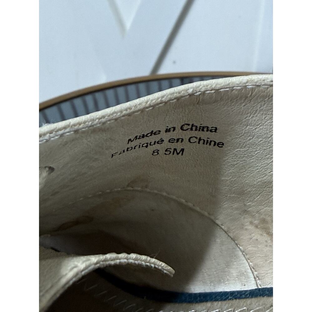 Anthropologie Pilcro Cream and Teal Leather Wedge Oxfordsππ - Picture 13 of 13